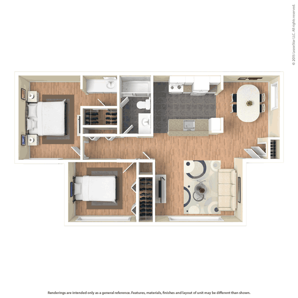 Two Bed, One Bath, 915 sq ft