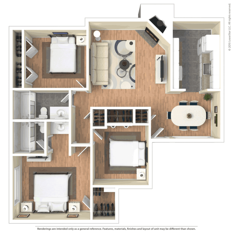 Three Bed, Two Bath, 1088 sq ft