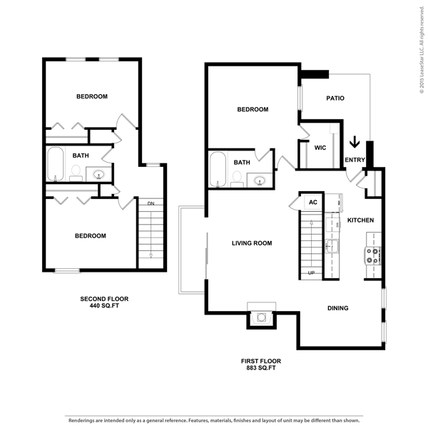 Three Bed, Two Bath, 1323 sq ft