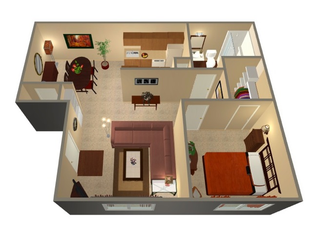 One Bed, One Bath, 625 sq ft