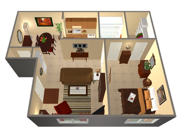 One Bed, One Bath, 506 sq ft